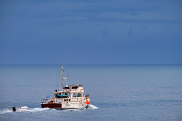 Boat navigating in the Mediterranean Sea