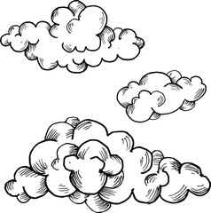 Vector illustration of a group of hand-drawn clouds
