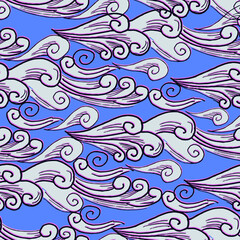 Fototapeta na wymiar Seamless vector pattern with the wind or the air in Japanese style. Good print for wrapping paper, textile, wallpaper, packaging design and ceramics tiles