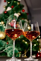 glasses of champagne in the Christmas