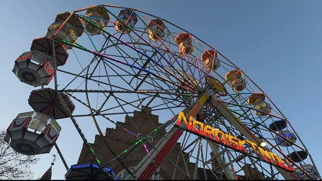 Ferris wheel at the Danish Christmas market at dusk