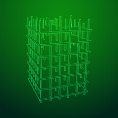 Building under construction. Build house construct in process. Wireframe low poly mesh vector illustration