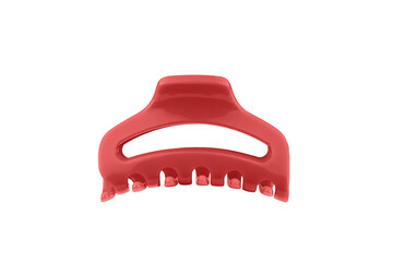 Red trendy hair claw isolated on white background.