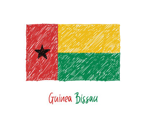 Guinea Bissau Flag Marker or Pencil Sketch Illustration Vector
