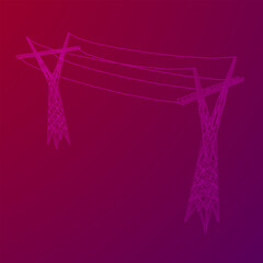 Obraz premium Power transmission tower high voltage pylon. Wireframe low poly mesh vector illustration