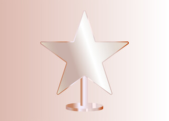 Vector template of glossy rose gold star on stand