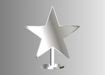 Vector template of glossy silver star on stand