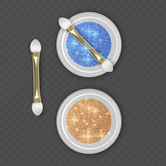 Eye Glitter Eyeshadow Tinsel Shimmer, Lipstick or Powder. Abstract Shiny Circles, Make up Palette, Vector format