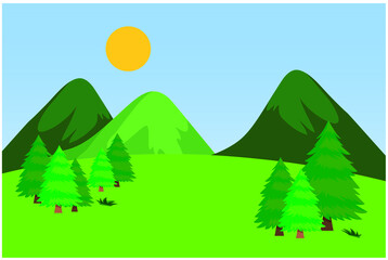 landscape with mountains and trees vector illustration