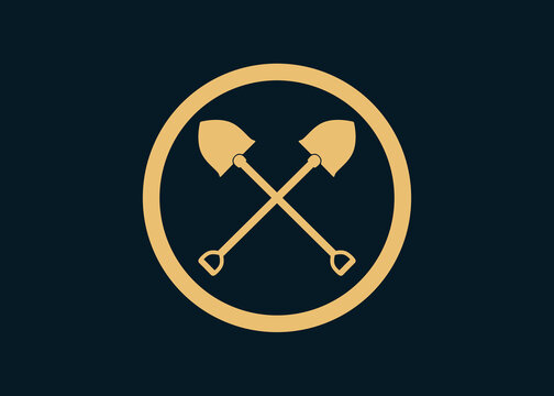 Shovel. Shovel Logo. Farm Logo. Gold Shovel.