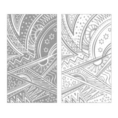 Hand drawn illustration_abstract doodle_ornament_tracery_decor_gray_silver_2 options