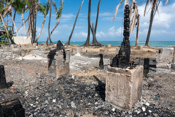 Dramatic image of a burned coastline tourist town of Las Terranes, Dominican Republic.