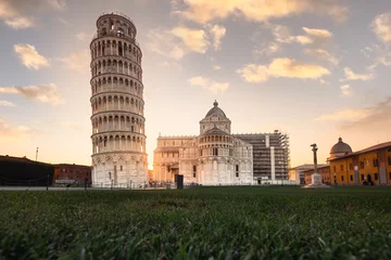 Fotobehang De scheve toren World famous leaning Tower of Pisa, Tuscany, Italy.