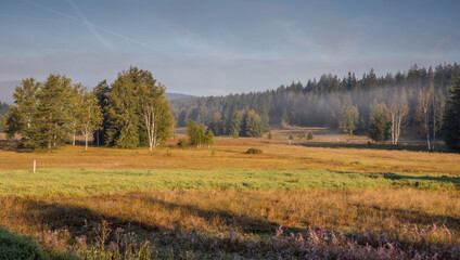 autumn morning in Šumava National Park - border crossing Nové údolí - Haidmühle