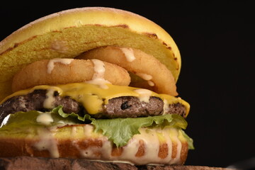 burger with fresh vegetables and cheese
