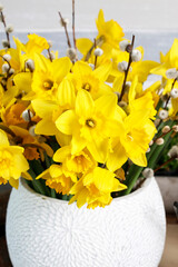 A big bouquet of yellow daffodils.