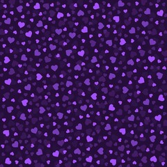 Purple violet lilac background with hearts. Space for graphic design, creative ideas and text. Festive background with a pattern of hearts.