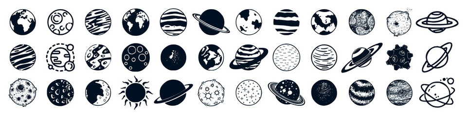 Planet doodle style designs Bundle