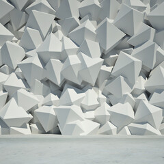 Render of the abstract geometric concrete wall. 3d showcase background. 