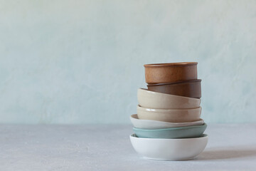 Ceramic and sandstone bowls of natural colors