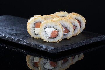 sushi with chopsticks