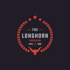 Fototapeta na wymiar Classic Vintage Retro Label Badge for Texas Longhorn Western Bull Head Family Countryside Farm Logo Design Inspiration