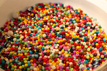 Fototapeta na wymiar colorful beads, seed beads for handmade