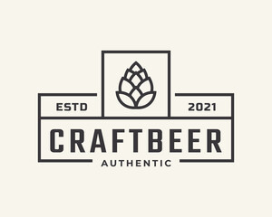 Classic Vintage Retro Label Badge for Hops Craft Beer Ale Brewery Logo Design Inspiration