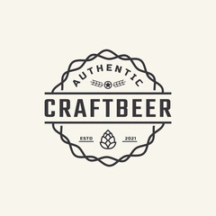 Obraz premium Classic Vintage Retro Label Badge for Hops Craft Beer Ale Brewery Logo Design Inspiration