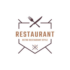 Classic Vintage Badge Crossed Spoon Fork Knife Rustic Vintage Retro for Kitchen Food Menu Dish Restaurant Logo Design Inspiration