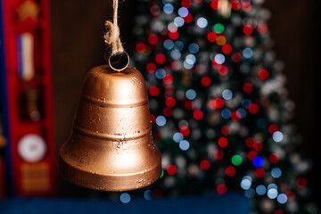 iron bell on christmas background