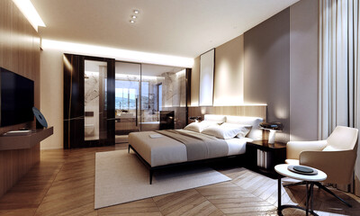 Fototapeta premium 3d render of luxury hotel room