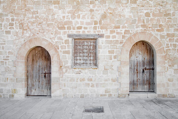 Fototapeta premium Ancient doors inside the Qaitbay citadel in Alexandria, Egypt