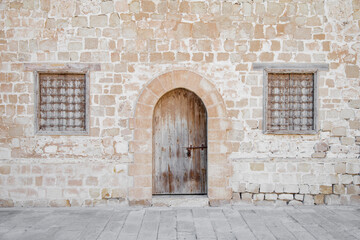Fototapeta na wymiar Ancient doors inside the Qaitbay citadel in Alexandria, Egypt