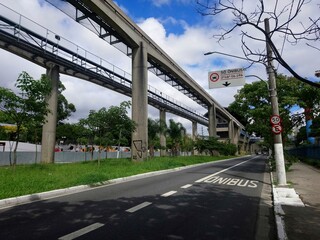 View of the Sao Paulo monorail, in the region of the Camilo Haddad station