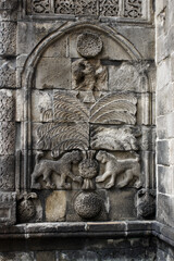 Stone carving on exterior wall of Yakutiye Medrese, Erzurum, Eastern Anatolia, Turkey