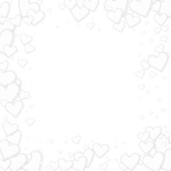 White heart love confettis. Valentine's day frame