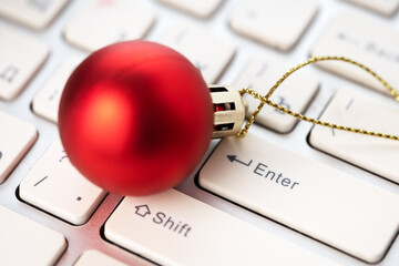 Concept of celebrating Christmas and New Year on workplace