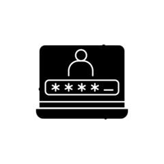 Password on laptop line icon. Isolated vector element.