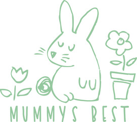 Cute bunny print design for babies vector illustration. Can be used for baby t-shirt, fashion print design, baby clothes, baby shower, celebration, nursery decor, poster, greeting and invitation card.