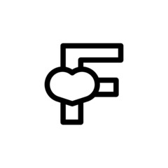 Initial Letter F with Heart Love in Line Style Logo Design Template Element