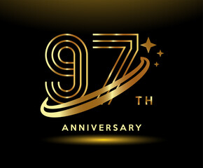 Golden 97 year anniversary celebration logo design inspiration