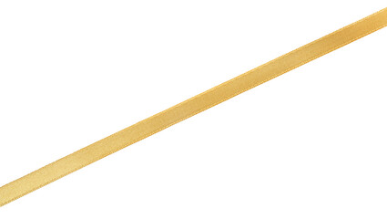 Beautiful golden ribbon isolated on white, top view