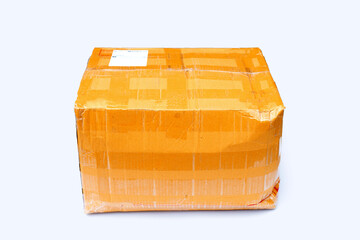 Brown Closed Cardboard Box on white background