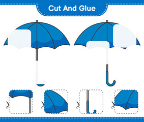 Cut and glue, cut parts of Umbrella and glue them. Educational children game, printable worksheet, vector illustration