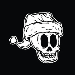 skull santa,hand drawn illustrations. for the design of clothes, jackets, posters, stickers, souvenirs etc.