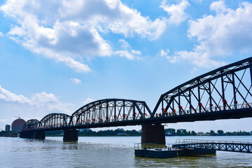 Fototapeta na wymiar Site of Yalu River Bridge in Dandong, China