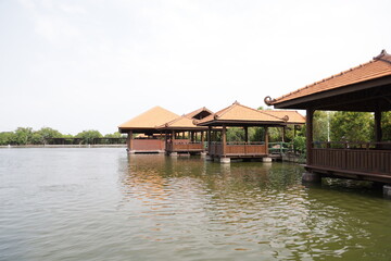 gazebo building on the lake