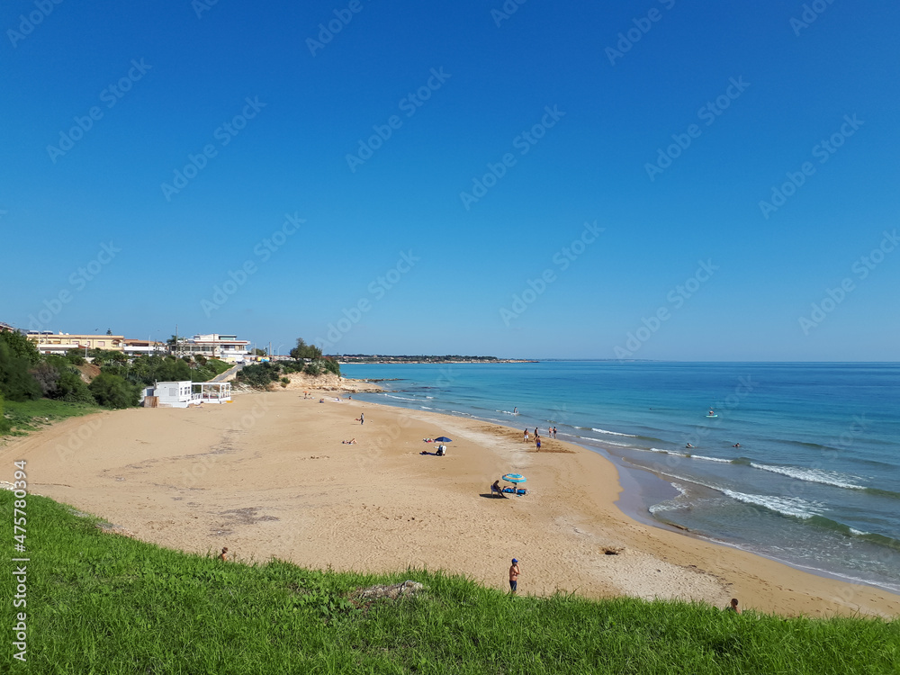 Wall mural scenic shot of the avola beach in sicily, italy, during autumn