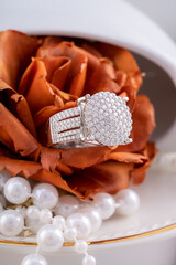 Studio shoot of diamond jewelry.